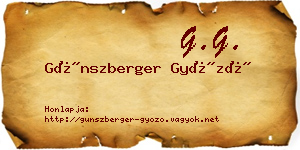 Günszberger Győző névjegykártya
